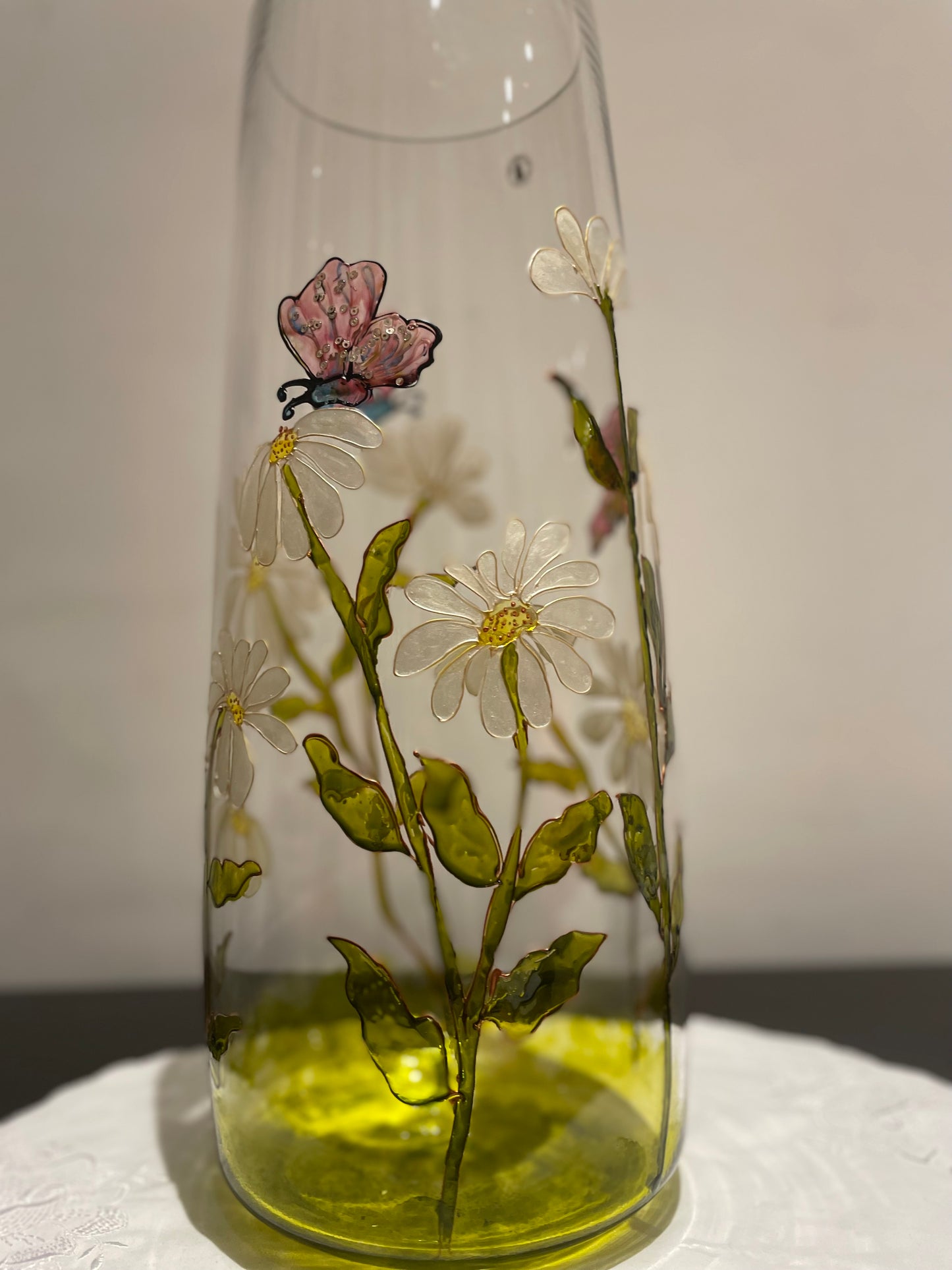 Painted glass vase - big
