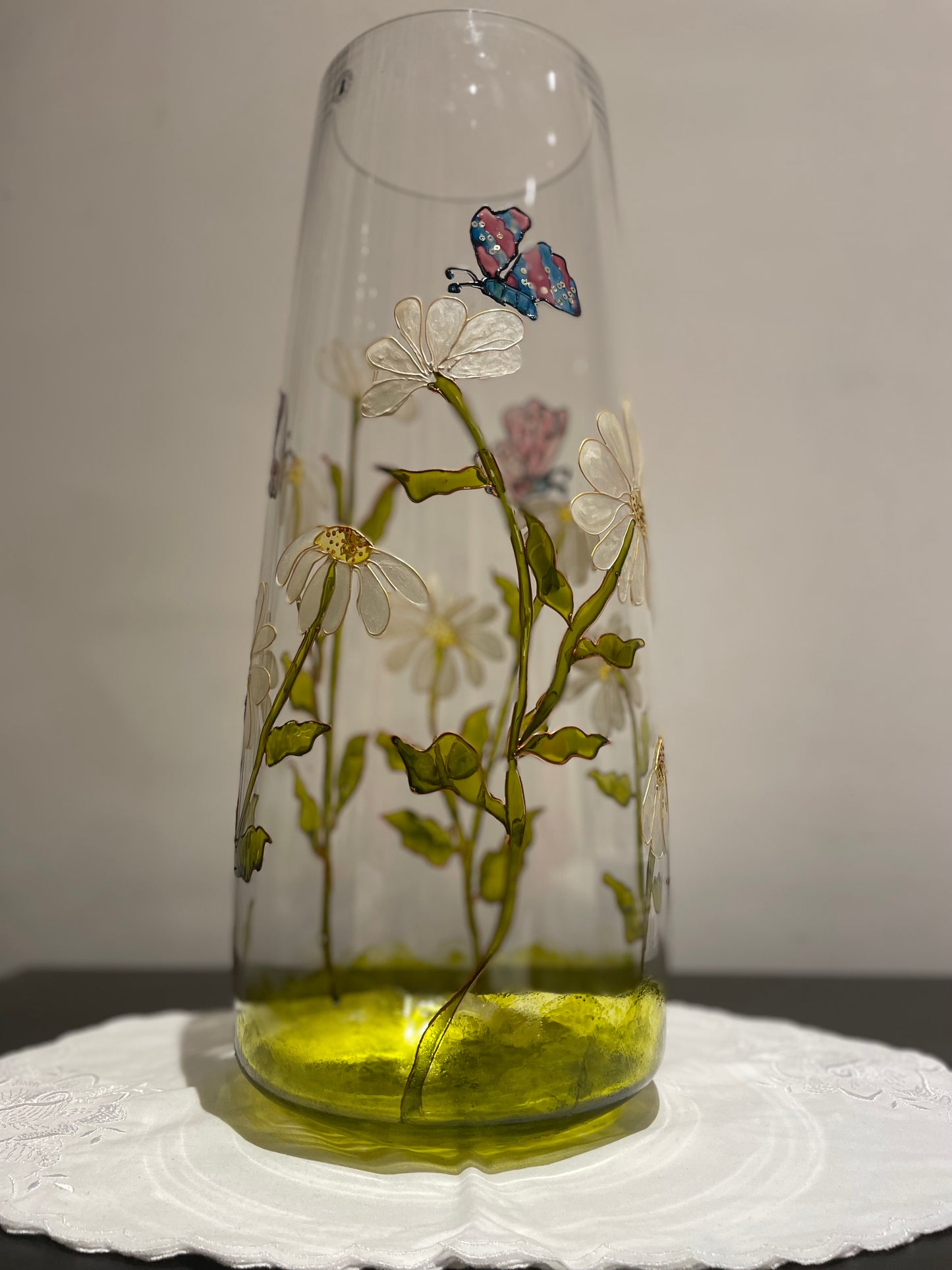 Painted glass vase - big