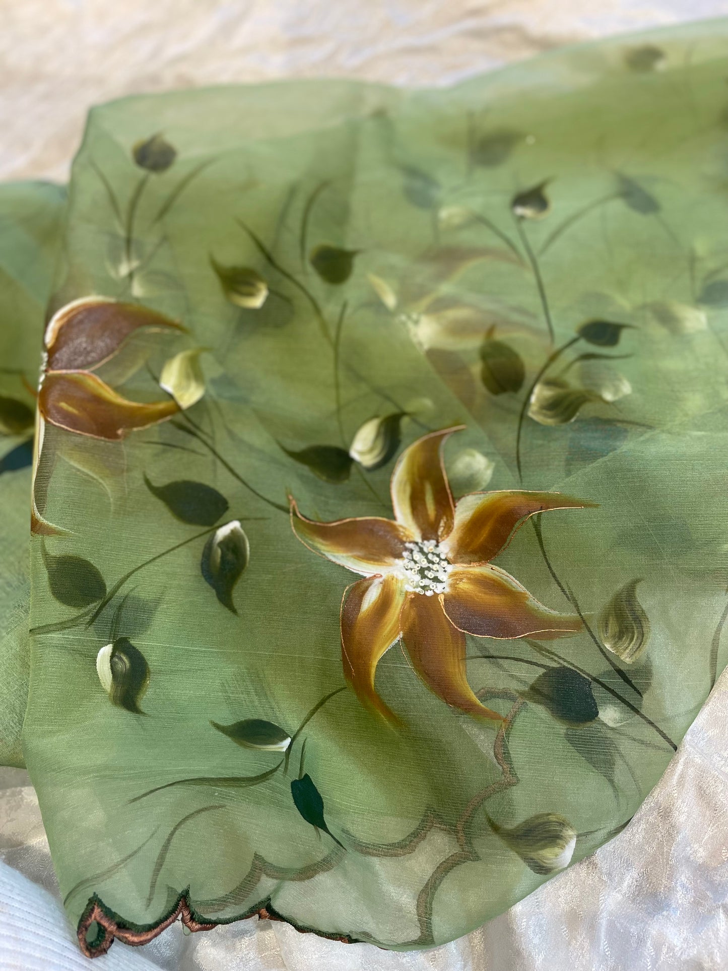 Green floral dupatta