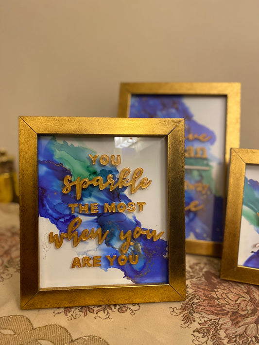 Inspirational quote table top frame
