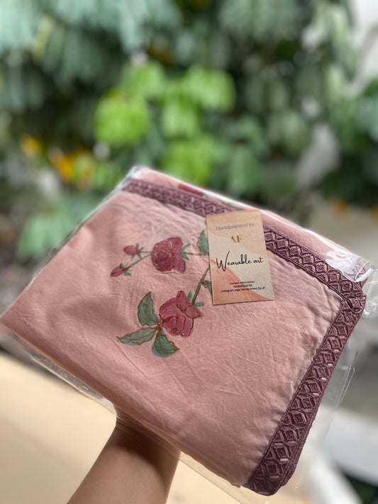 Colored Cotton mulmul dupatta with lace