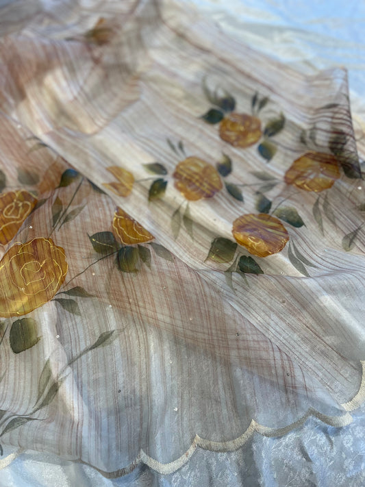 Brown / yellow roses dupatta
