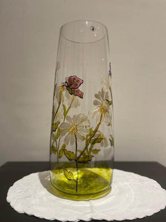 Painted glass vase - big